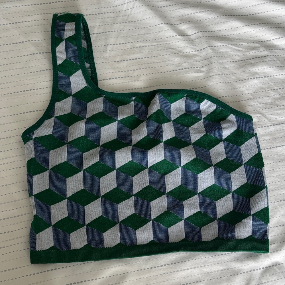 FP Movement by Free People Green and Gray Geometric Tank Top